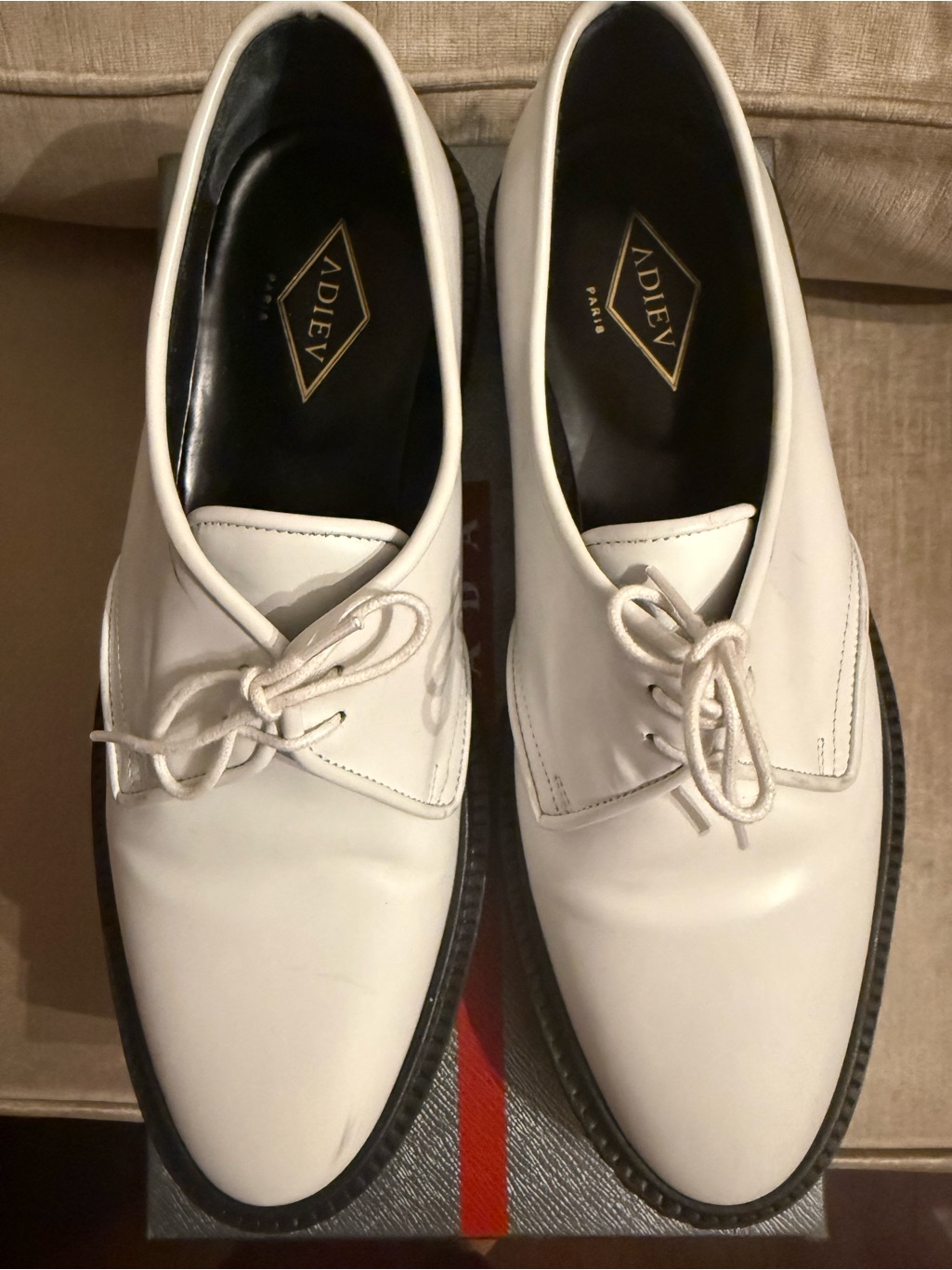 White Mens Lace Up Shoe Adiev Paris